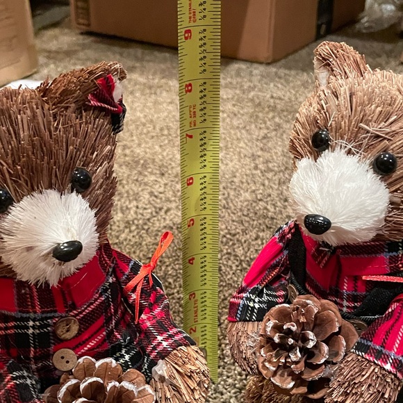 Ellsworth Avenue Vintage Christmas Decor Straw Bear Set- Boy and Girl Set - Picture 2 of 5